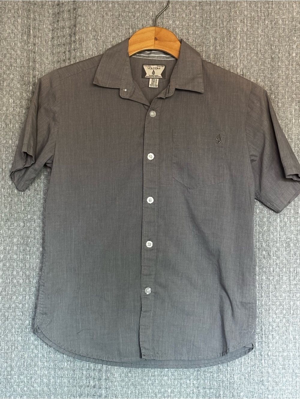 Volcom Boys Short-Sleeve Button-Up Shirt - Gray